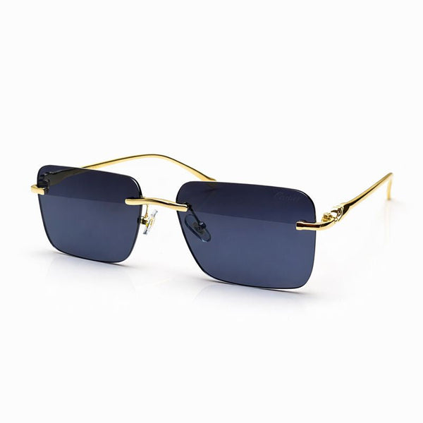 Cartier Black Rimless Aviator Sunglasses