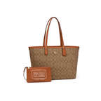 Coach Bag | City Tote Signature Canvas Leather Brown