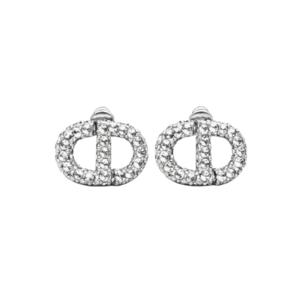 Dior Crystal Stud Earring Silver Jewelry