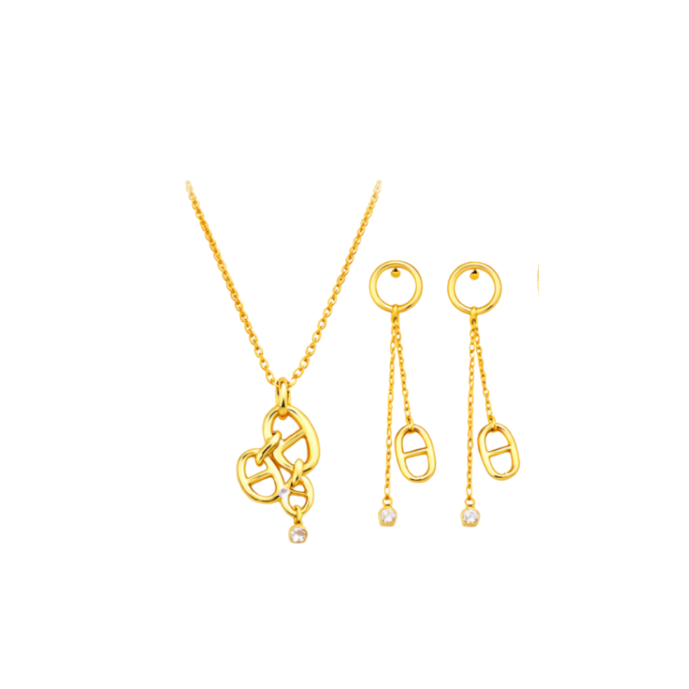 Dior Jewelry | CD Navy Necklace Earrings Set Gold