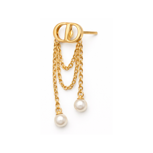 Dior Jewelry | Pearl Chain Drop Earring Gold