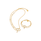 Dior Jewelry | CD Pearl Layered Necklace Bracelet Set Gold