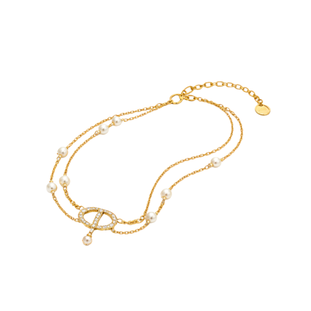 Dior Jewelry | CD Pearl Layered Necklace Bracelet Set Gold