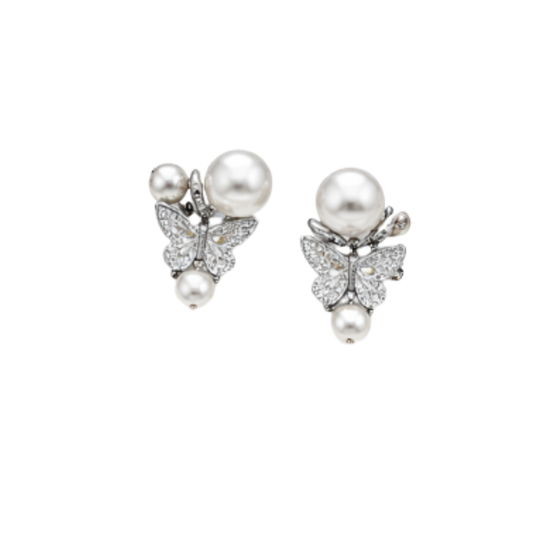 Dior Jewelry | Butterfly Pearl Jewelry Set Silver Crystals