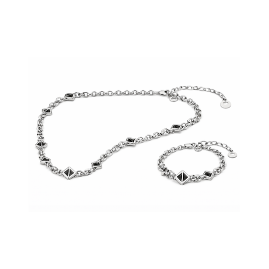Dior Jewelry | Geometric Chain Necklace Bracelet Set Silver