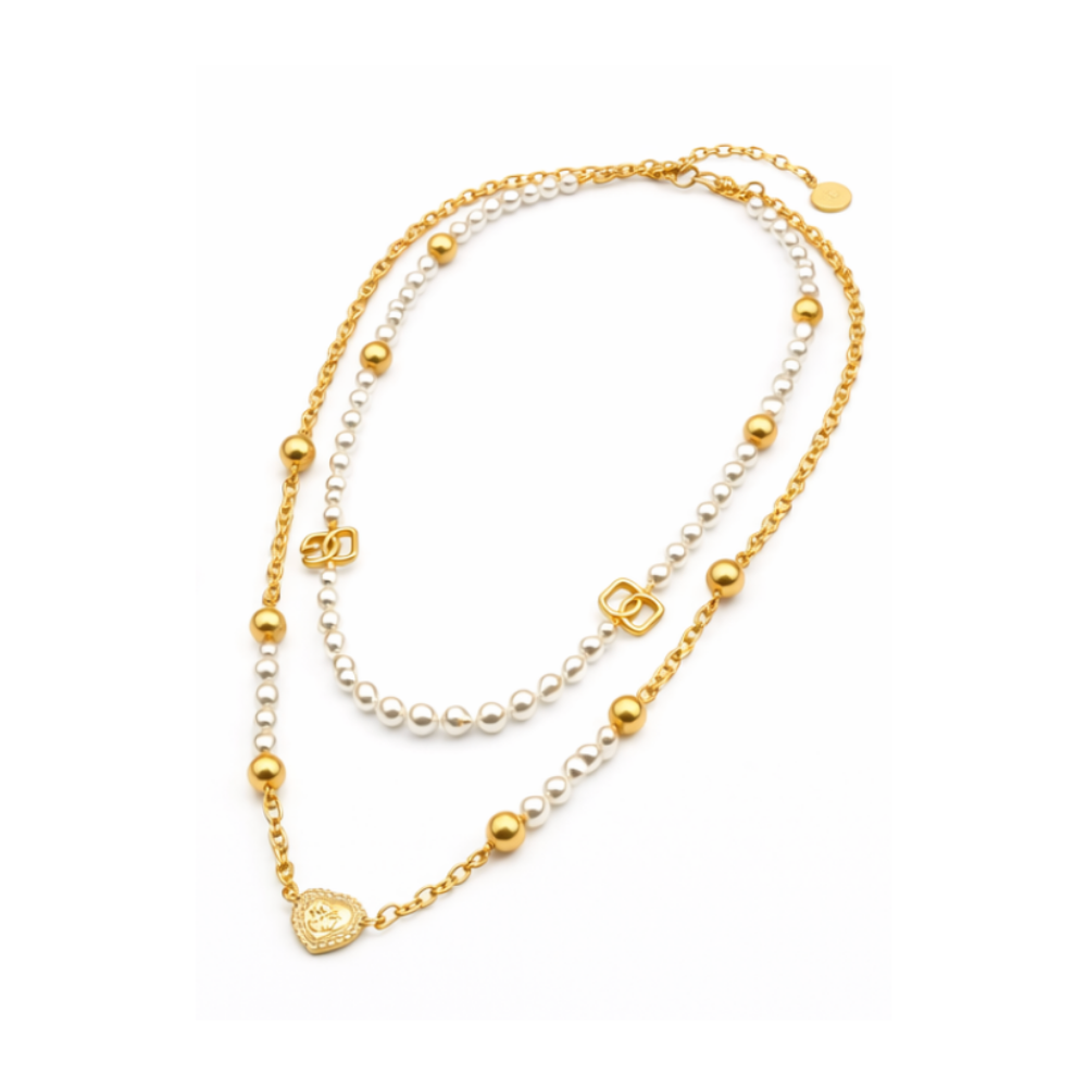 Dior Jewelry | Petit CD Heart Pearl Double Necklace