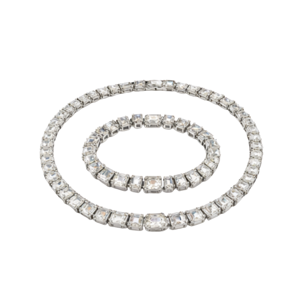Dior Jewelry | Solitaire Crystal Necklace and Bracelet Set Silver