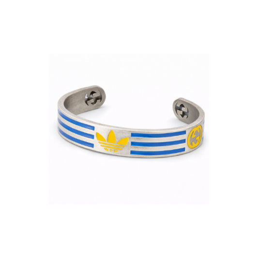 Gucci Jewelry | Adidas Striped Cuff Bracelet Silver Blue