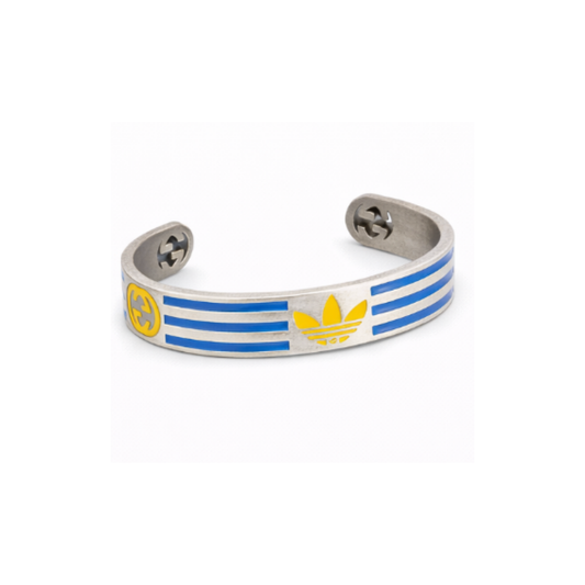 Gucci Jewelry | Adidas Striped Cuff Bracelet Silver Blue
