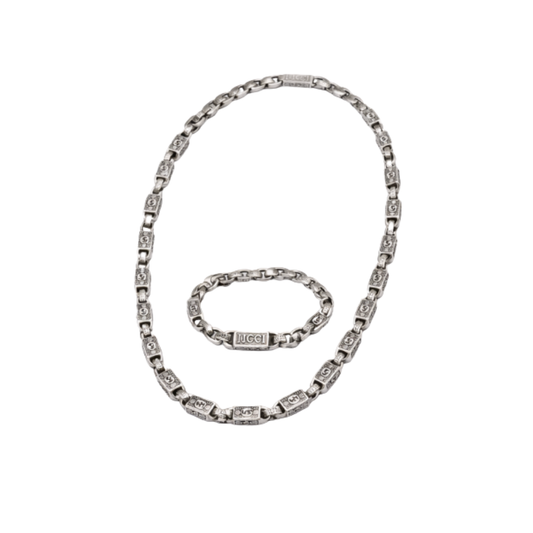Gucci Jewelry | Chunky Chain Necklace Bracelet Set Silver