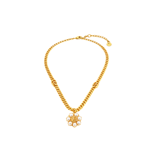 Gucci Jewelry | GG Pearl Pendant Chain Necklace Gold