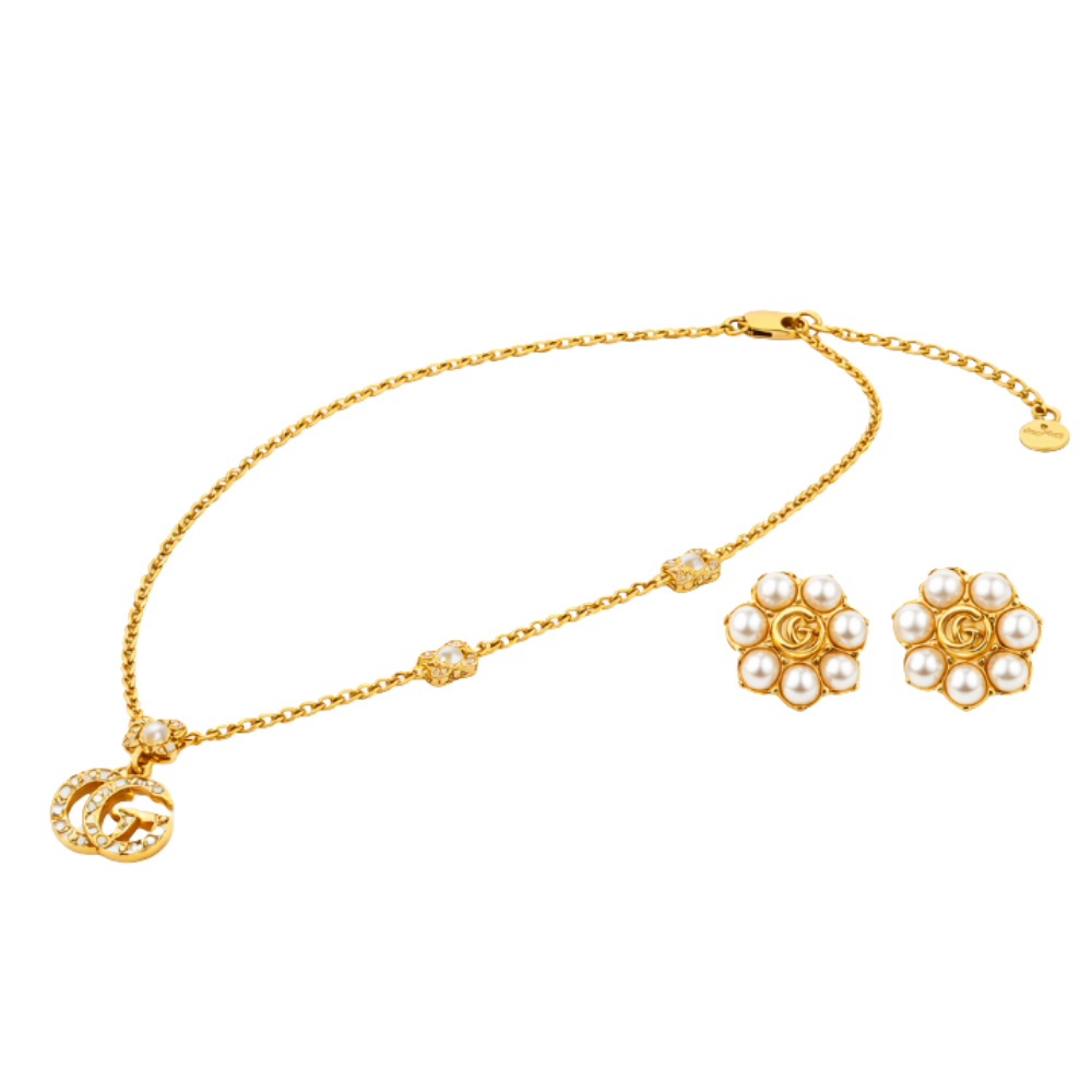 Gucci Jewelry | GG Pearl Pendant Chain Necklace Gold