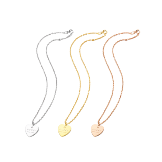 Gucci Jewelry | Heart Logo Necklace Gold Silver RoseGold
