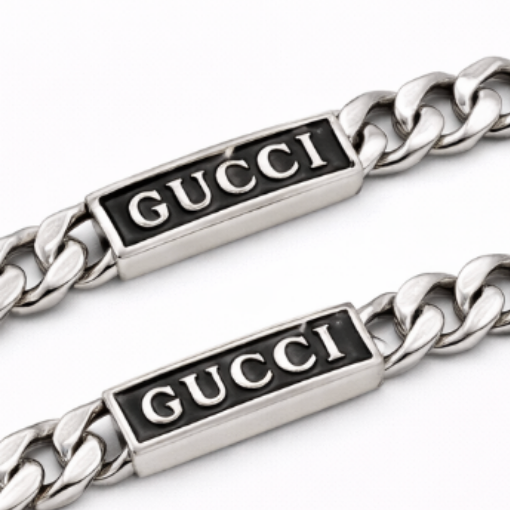 Gucci Jewelry | Logo Plate Chain Bracelet Silver