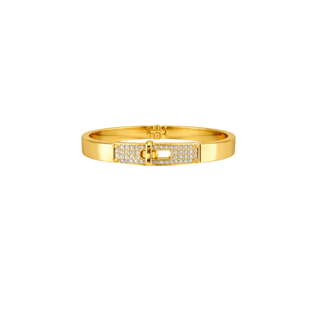 Hermès Jewelry | Kelly Bangle Bracelet Gold Full Crystals
