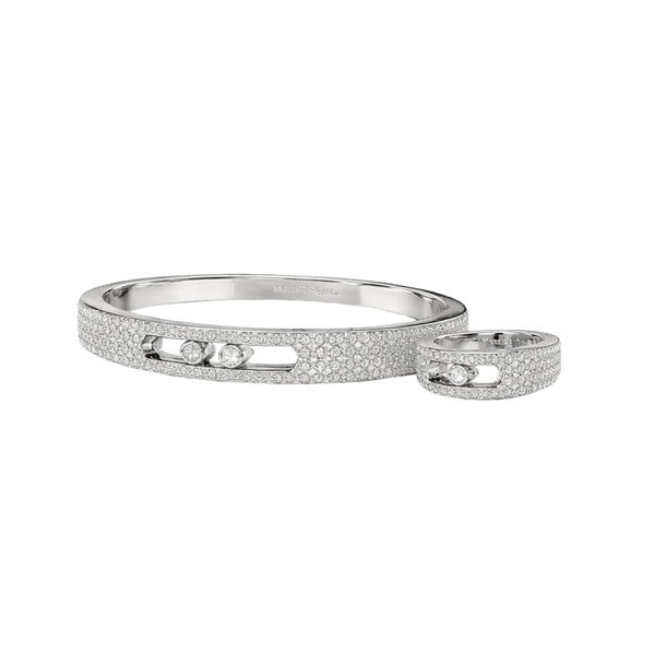 Messika Jewelry Move Noa Pavé Bangle Ring Set White Gold Diamonds Jewelry