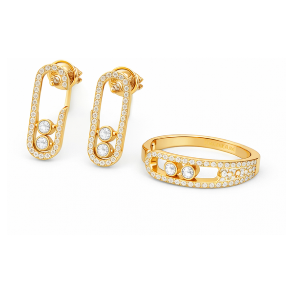 Messika Jewelry Noa Pavé Bangle Ring Set White Gold Diamonds Jewelry