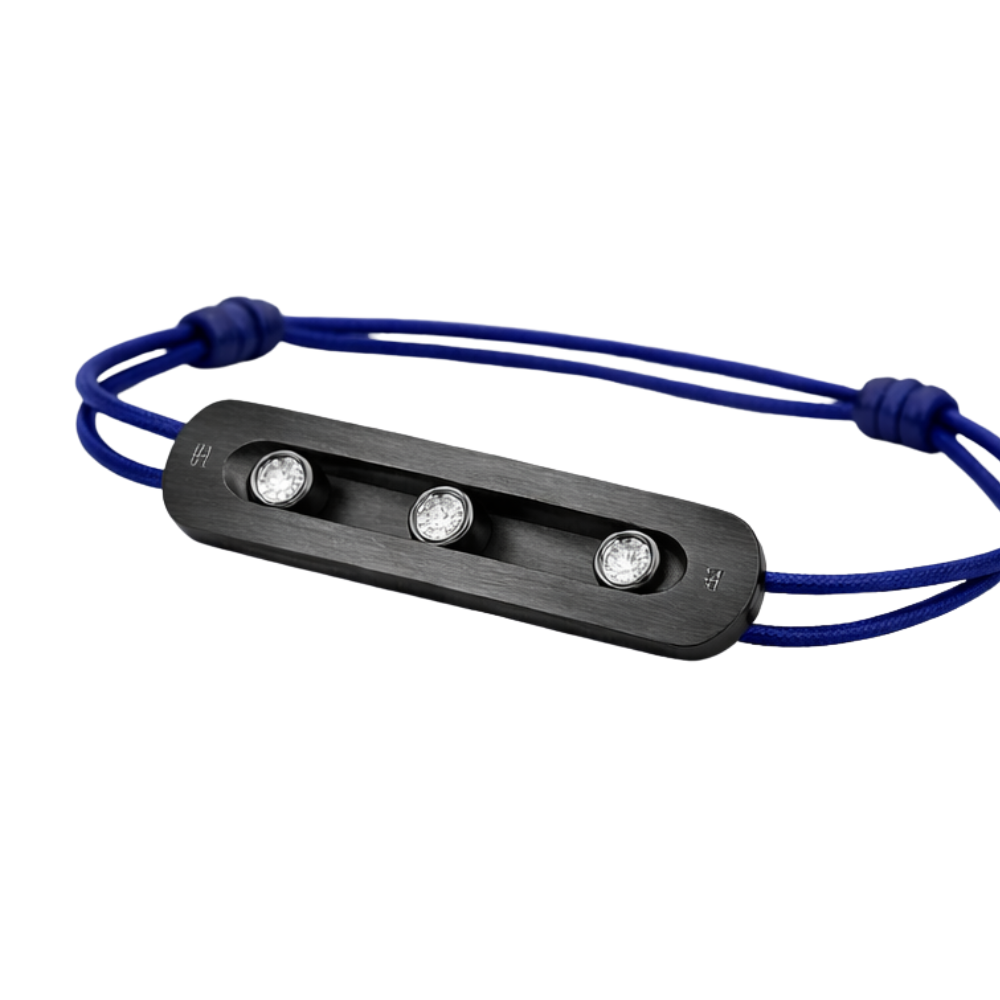 Messika Jewelry | Blue Titanium Cord Bracelet Natural Titanium Diamonds