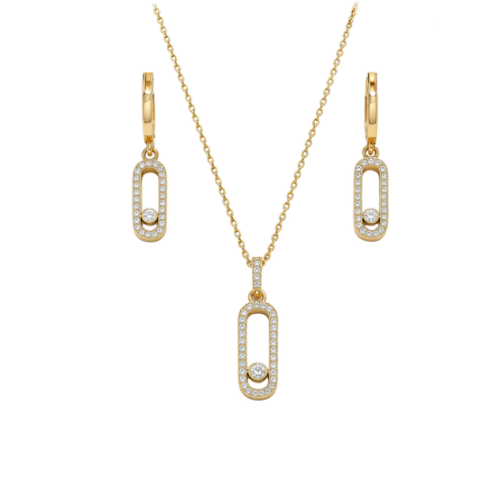 Messika Jewelry | Long Pavé Station Necklace Earrings Set