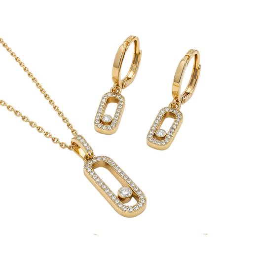 Messika Jewelry | Long Pavé Station Necklace Earrings Set