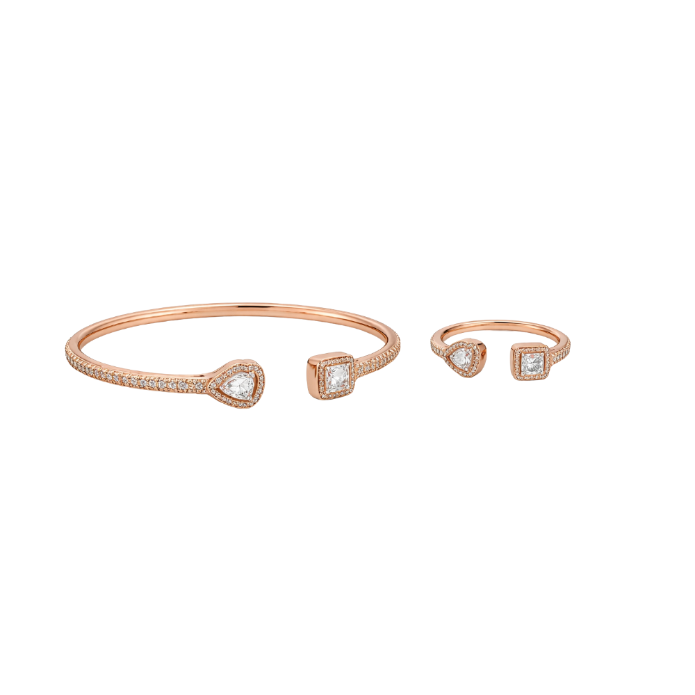 Messika Jewelry | Pave Bangle Ring Pink Gold Diamonds