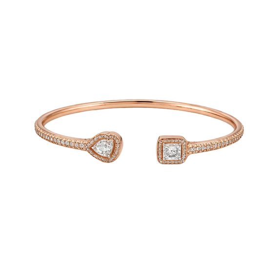 Messika Jewelry | Pave Bangle Ring Pink Gold Diamonds