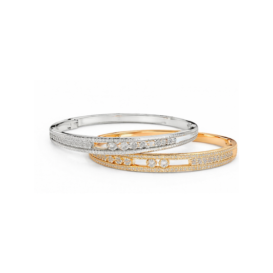 Messika Jewelry | Move Uno Small Hoop White Yellow Gold