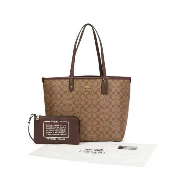 Coach Bag | City Tote Signature Canvas Light Dark Brown