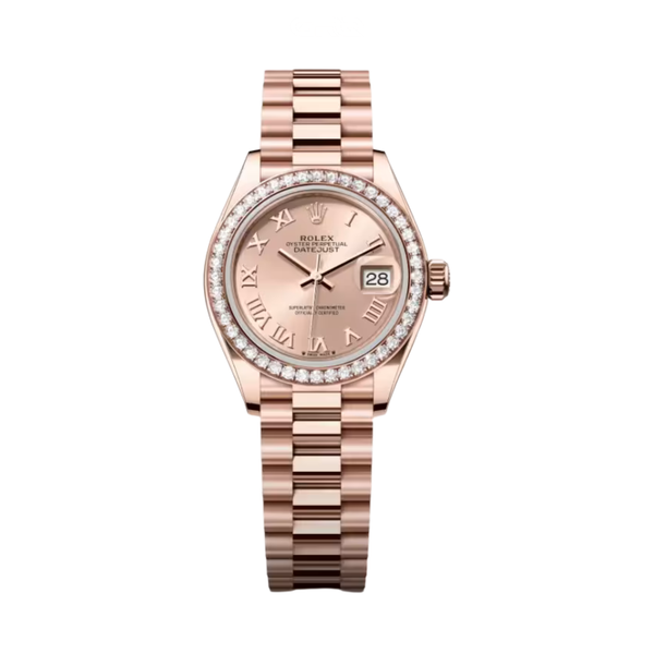 Rolex Watch | Datejust 28 Rose Dial Diamond Bezel