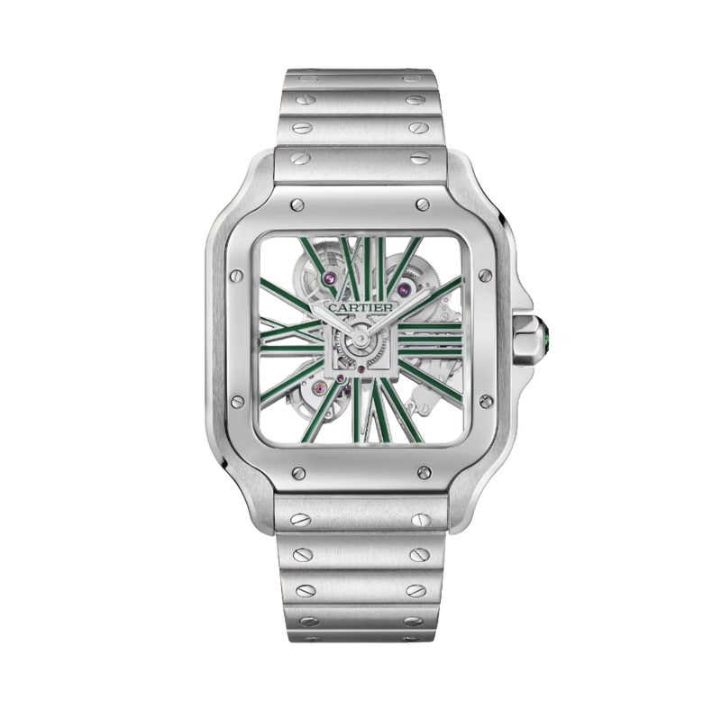 Cartier Santos De Skeleton Green Watch premium replica - image 1