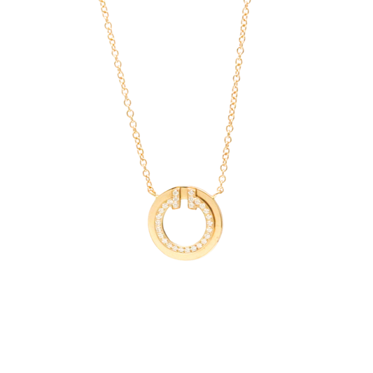Tiffany & Co. Jewelry | Gold Diamond T Circle Pendant Necklace