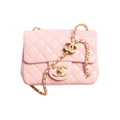 Chanel Bag | Mini Flap Bag Pink Lambskin Leather With Gold-tone Hardware.