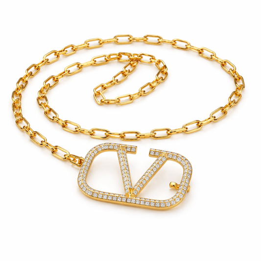 Valentino Jewelry | VLogo Signature Chain Set Gold Crystals