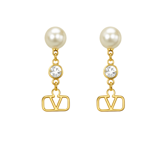 Valentino Jewelry | VLogo Signature Pearl Drop Earrings Gold