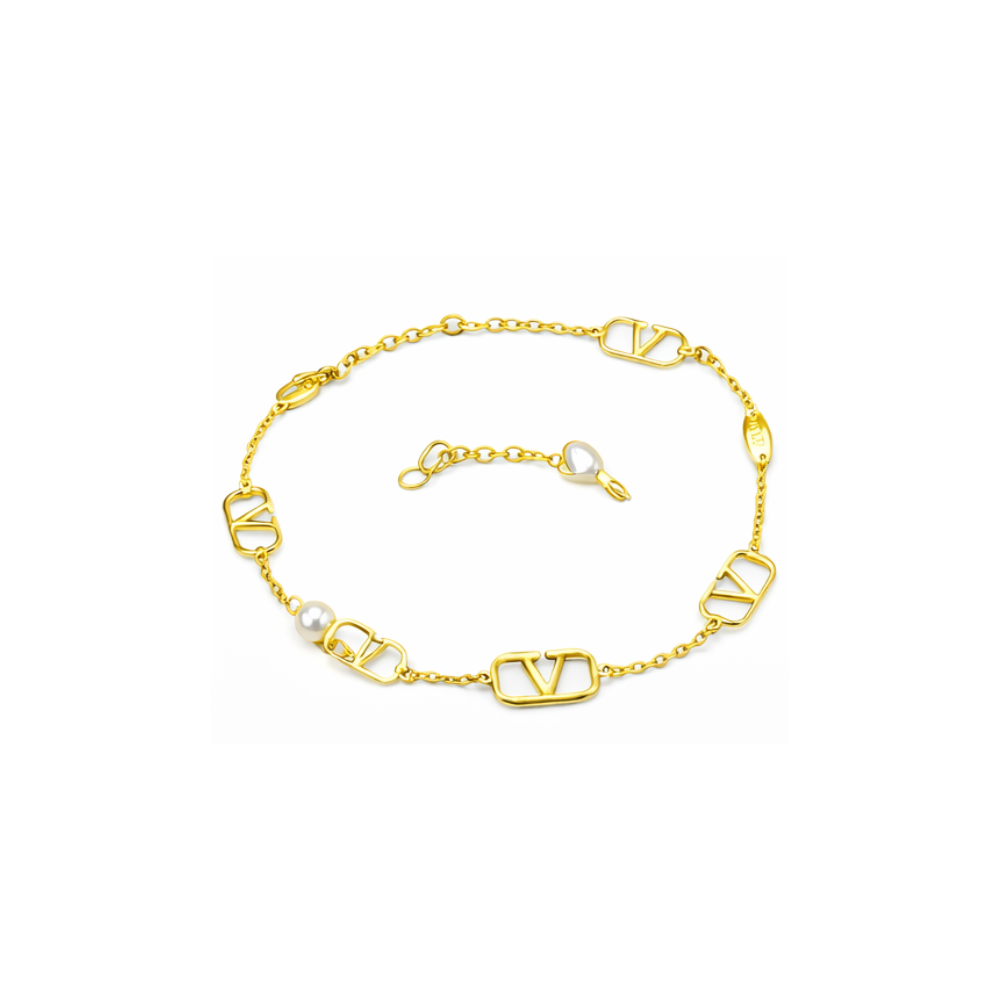 Valentino Jewelry | VLogo Signature Pearl Necklace Bracelet Set Gold