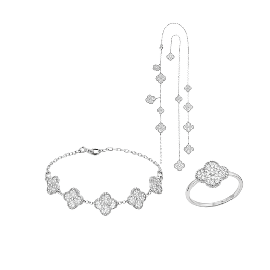 Van Cleef & Arpels Jewelry | Alhambra Jewelry Set Silver Crystals