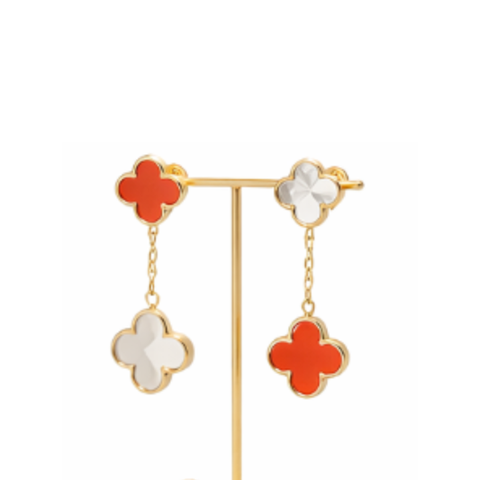 Van Cleef & Arpels Jewelry | Red Clover Necklace Earring Bracelet
