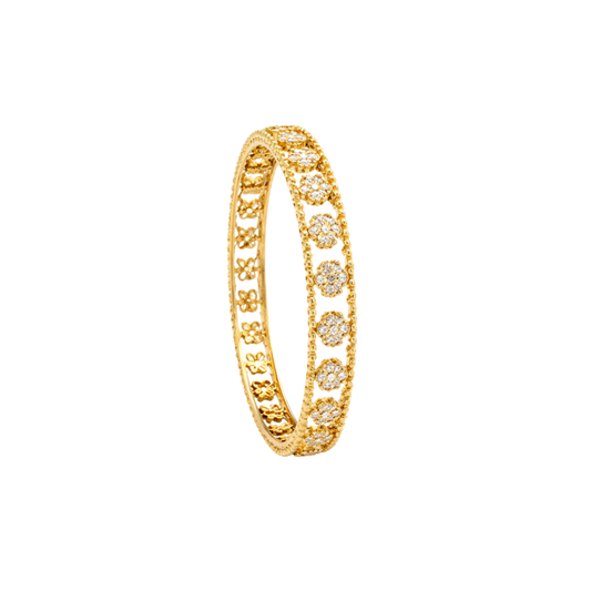 Van Cleef & Arpels Jewelry | Clover Diamond Gold Bangle Bracelet