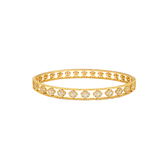 Van Cleef & Arpels Jewelry | Clover Diamond Gold Bangle Bracelet