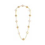Van Cleef & Arpels Jewelry | White Mother of Pearl Diamond Clover Necklace Bracelet Set