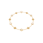 Van Cleef & Arpels Jewelry | White Mother of Pearl Diamond Clover Necklace Bracelet Set