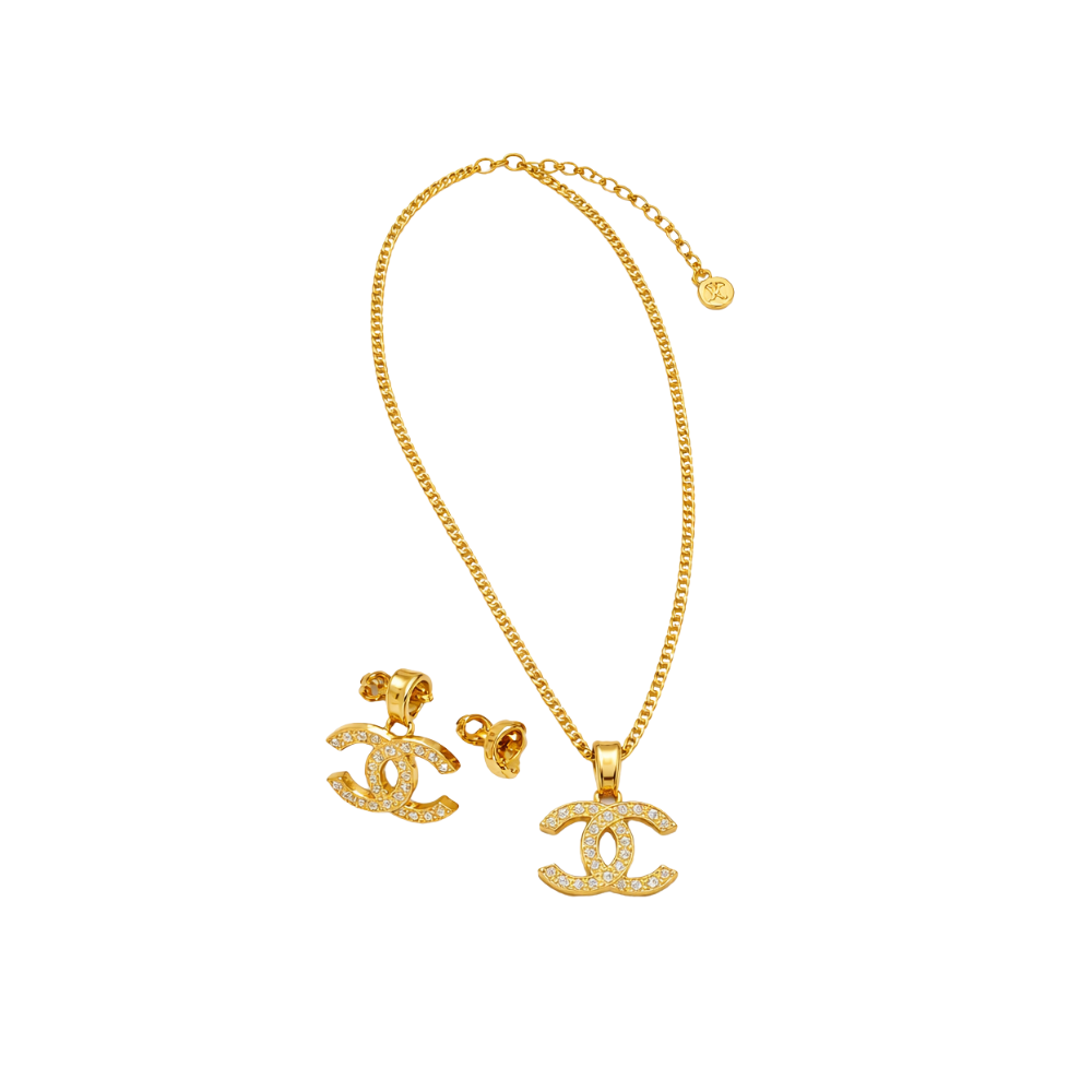 Chanel Jewelry | Vintage Alhambra Diamond Jewelry Set Yellow Gold