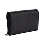 YSL Bag | Cassandre Envelope Chain Crossbody Bag Black Grain De Poudre Leather
