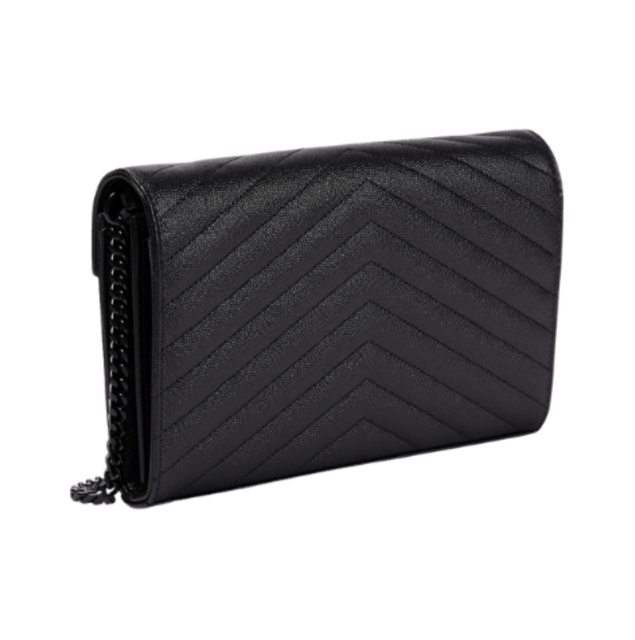 YSL Bag | Cassandre Envelope Chain Crossbody Bag Black Grain De Poudre Leather