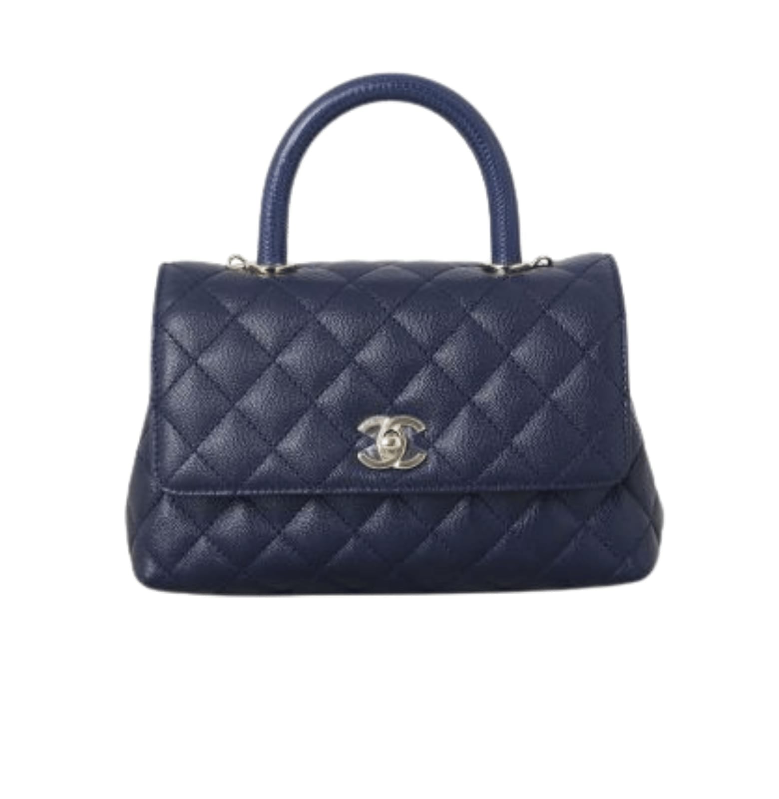 Chanel Bag | Coco Handle Mini Bag Navy Blue Caviar Leather