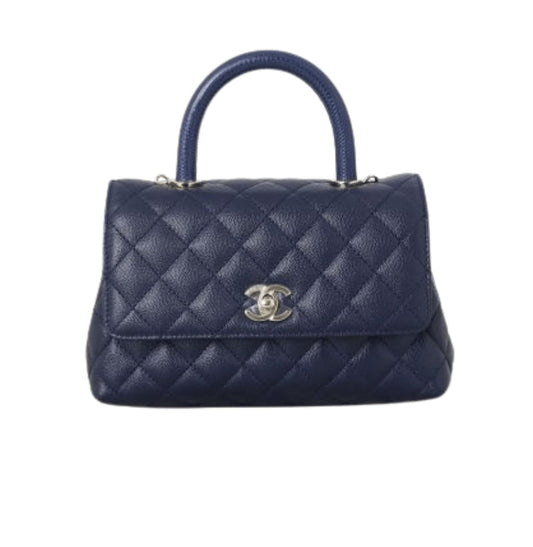 Chanel Bag | Coco Handle Mini Bag Navy Blue Caviar Leather