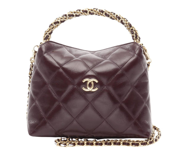 Chanel Bag | Hobo Bag Deep Burgundy Quilted Leather Gold-Tone Hardware