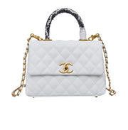 Chanel Small Flap Top Handle Quilted Leather Bag – White premium replica - image 1
