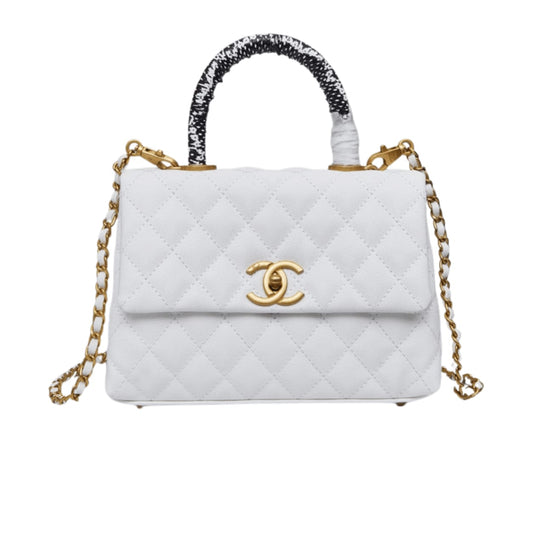Chanel Bag | Small Flap Bag Top Handle Quilted Leather