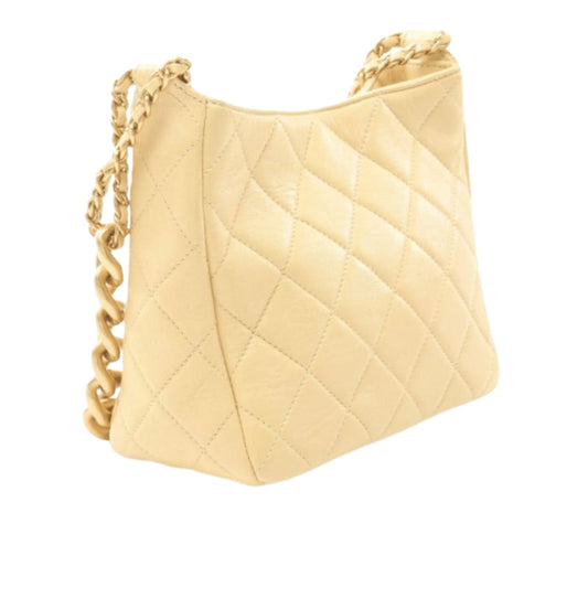 Chanel Bag | Small Matelasse Hobo Bag Light Yellow Lambskin